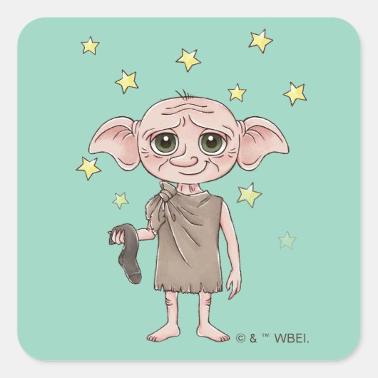 Dobby Watercolor Character Art Quadratischer Aufkleber (Vorderseite)