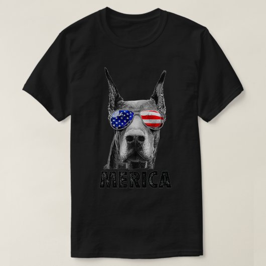 Doberman 4. Juli Merica Men American Flag Sung T-Shirt (Design vorne)