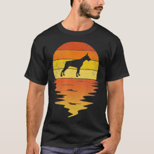 Doberman 70er Vintager Retro-Sonnenuntergang Dober T-Shirt