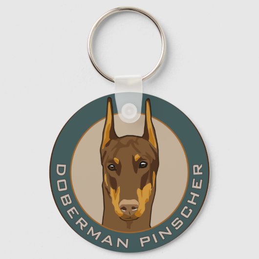 Doberman Abzeichen, rot Schlüsselanhänger (Vorderseite)