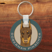 Doberman Abzeichen, rot Schlüsselanhänger (Vorderseite)
