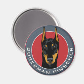 Doberman Abzeichen, Schwarz mit Rot Magnet (Vorderseite/Rückseite)