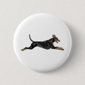 Doberman All Natural Running Black Button (Vorderseite)