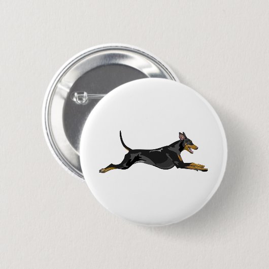 Doberman All Natural Running Black Button (Vorne & Hinten)