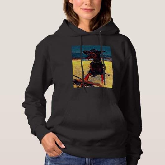 Doberman am Strand 820 Hoodie (Vorderseite)