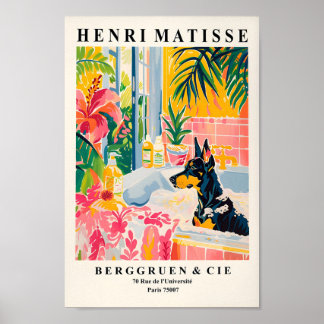 Doberman Art Print, Tropisches Badezimmer Wand an Poster