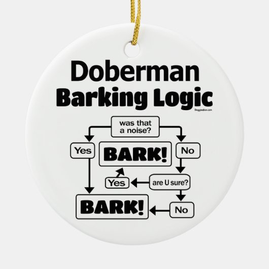 Doberman Barking Logic Keramik Ornament (Vorne)