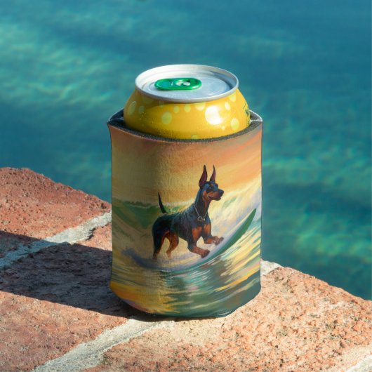 Doberman Beach Surfing Painting Dosenkühler (In Situ Pool)