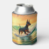Doberman Beach Surfing Painting Dosenkühler (Kanne Vorderseite)