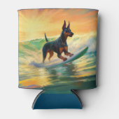 Doberman Beach Surfing Painting Dosenkühler (Vorderseite)