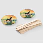 Doberman Beach Surfing Painting Fächer (Non-assembled)