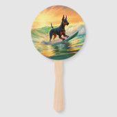 Doberman Beach Surfing Painting Fächer (Vorderseite)