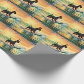 Doberman Beach Surfing Painting Geschenkpapier (Ecke)