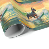 Doberman Beach Surfing Painting Geschenkpapier (Rolleneckpunkt)