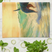 Doberman Beach Surfing Painting Geschirrtuch (Gefaltet)