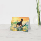 Doberman Beach Surfing Painting Karte (Vorderseite)