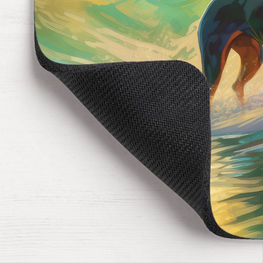 Doberman Beach Surfing Painting Mousepad (Ecke)