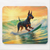Doberman Beach Surfing Painting Mousepad (Vorne)