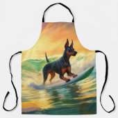 Doberman Beach Surfing Painting Schürze (Vorderseite)