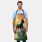 Doberman Beach Surfing Painting Schürze (Getragen)