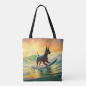 Doberman Beach Surfing Painting Tasche (Rückseite)