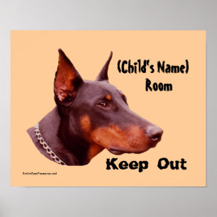 Doberman Behielt Kids Room Personalisiert Poster