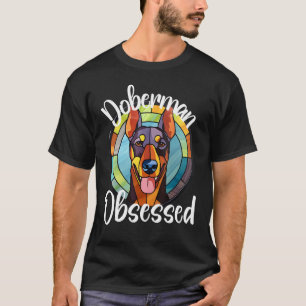 Doberman besessene Hundefrau Welpe Bunter Tierpelz T-Shirt