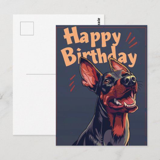 Doberman Birthday Postkarte (Vorne/Hinten)