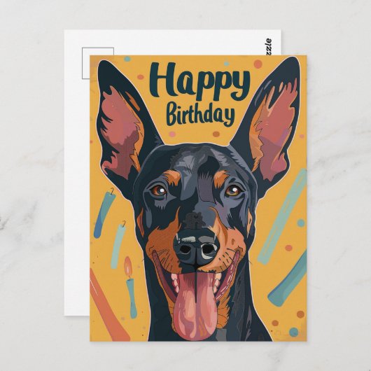 Doberman Birthday Postkarte (Vorne/Hinten)