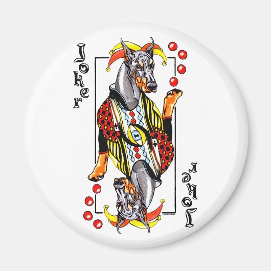 Doberman Black Joker Magnet (Vorne)