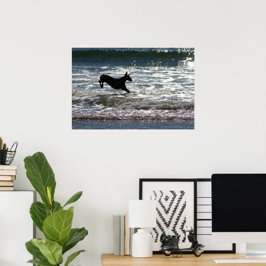 Doberman - Black - Ocean Leap Poster (Heimbüro)