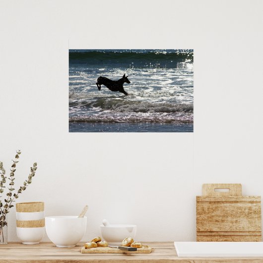 Doberman - Black - Ocean Leap Poster (Küche)