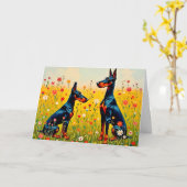 Doberman Blank Card Karte (Gelbe Blume)
