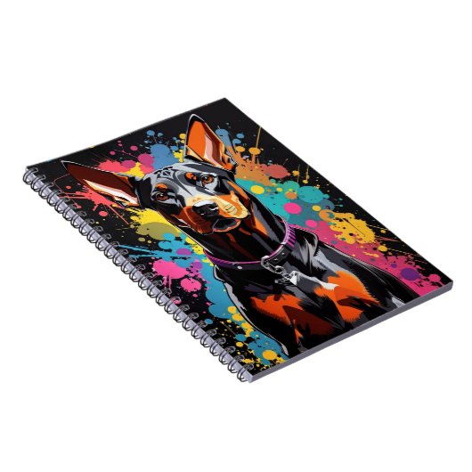 Doberman bunter Spalsh Notizblock (Rechte Seite)