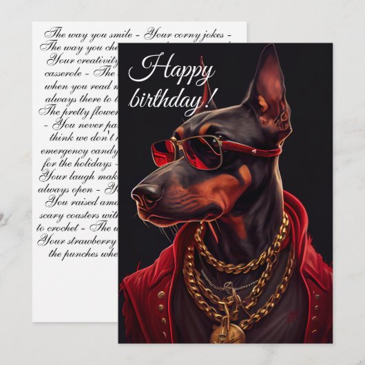 Doberman Charme. Feiertagskarte (Vorne/Hinten)