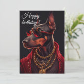 Doberman Charme. Feiertagskarte (Stehend Vorderseite)