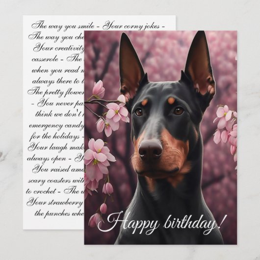 Doberman Charme. Feiertagskarte (Vorne/Hinten)