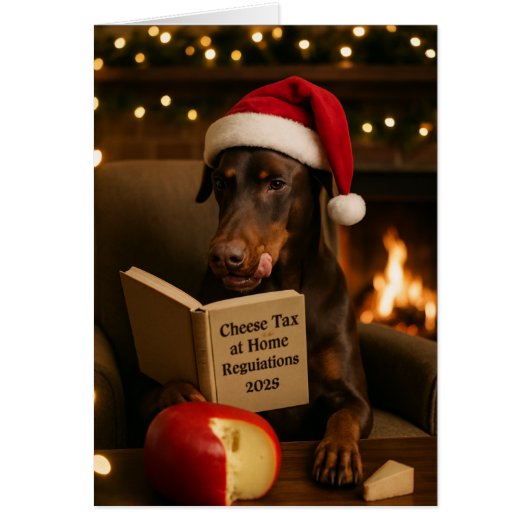 Doberman 'Cheese Tax' Christmas card (Vorne)