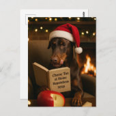 Doberman  'Cheese Tax' Christmas postcard Postkarte (Vorne/Hinten)