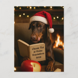 Doberman 'Cheese Tax' Christmas postcard Postkarte