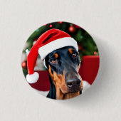 Doberman Christmas Button (Vorderseite)