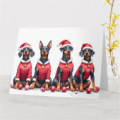 Doberman Christmas Dress Santa Hat Karte (Gelbe Blume)