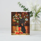 Doberman Christmas Feiertagspostkarte (Stehend Vorderseite)