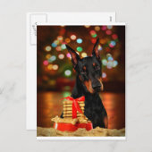 Doberman Christmas Feiertagspostkarte (Vorne/Hinten)
