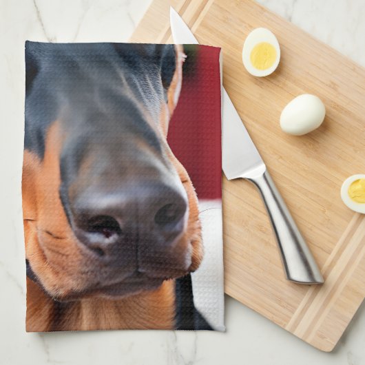 Doberman Christmas Geschirrtuch (Viertel Falte)