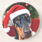 Doberman Christmas Getränkeuntersetzer (Vorne)