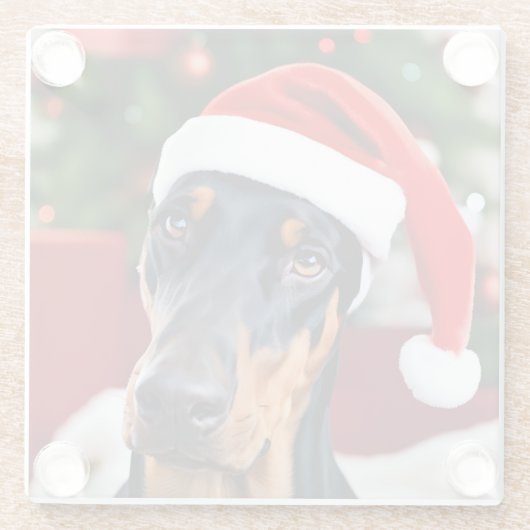 Doberman Christmas Glasuntersetzer (Rückseite)