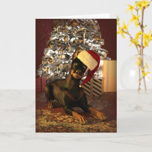 Doberman Christmas Karte (Gelbe Blume)