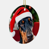 Doberman Christmas Keramik Ornament (Rechts)