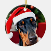 Doberman Christmas Keramik Ornament (Vorne)